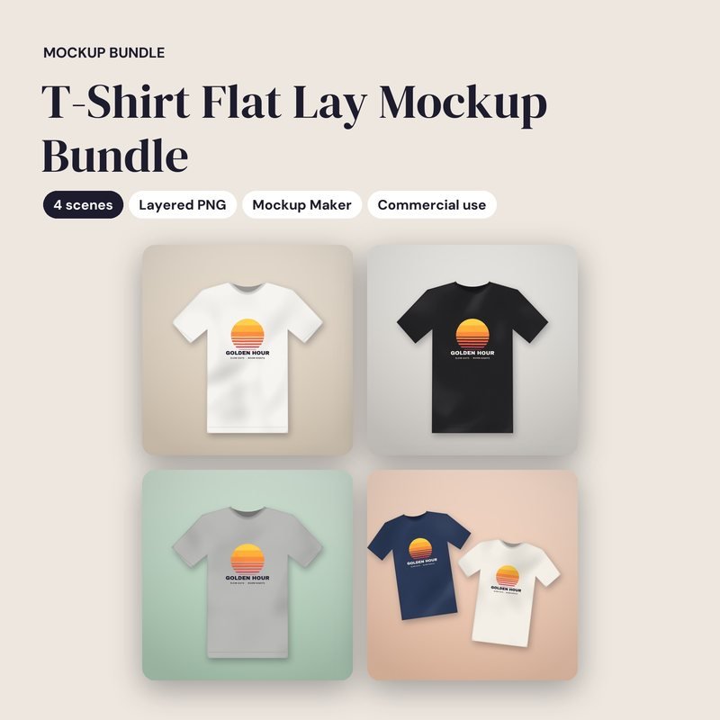 T-Shirt Flat Lay Mockup Bundle - cover